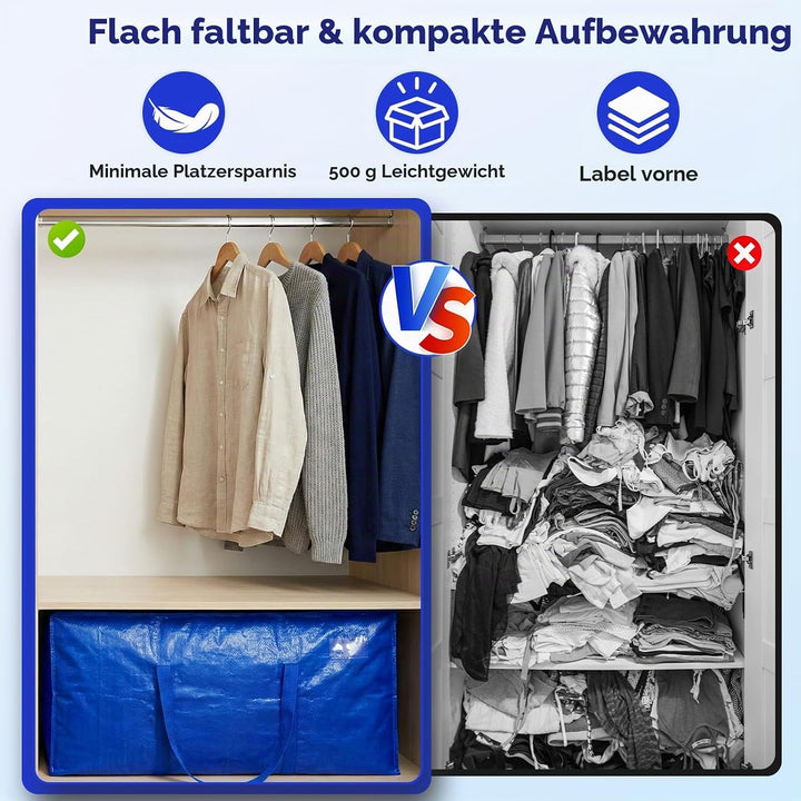 NOCOEX Extra Grosse Heavy-Duty Aufbewahrungstasche - 200L Wasserdicht Umzugstaschen mit Reissverschl