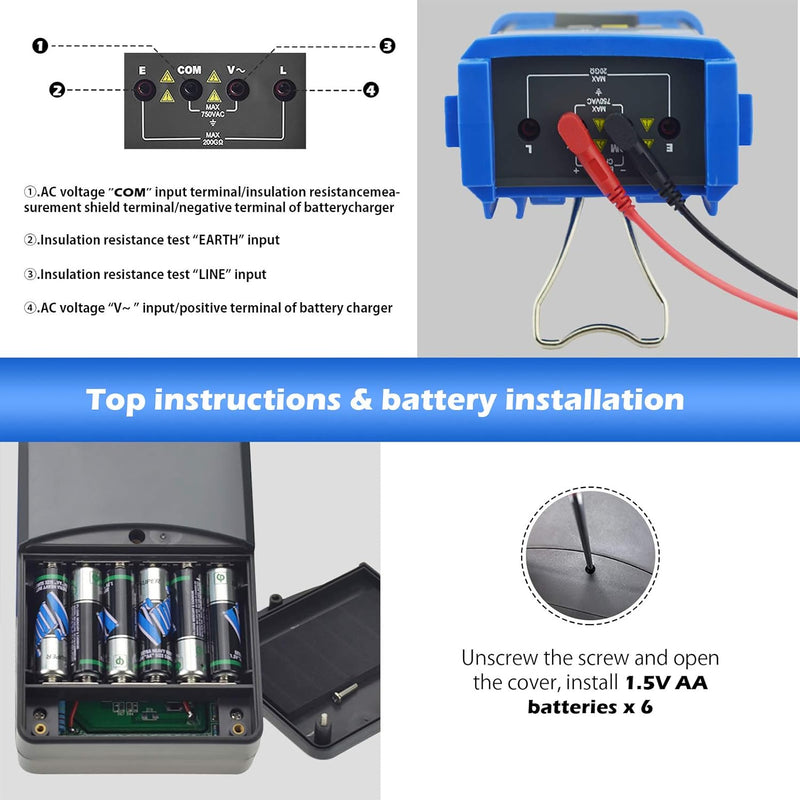 INFURIDER Digitaler Isolationswiderstandstester,YF-6688F Isolationsmessgerät mit Prüfspannung 2500V