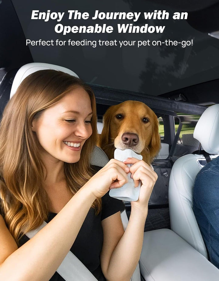 JOYTUTUS Hundegitter Auto, Schutznetz Barriere Trennnetz, mit Sichtfenster, Universal Hunde Trenngit