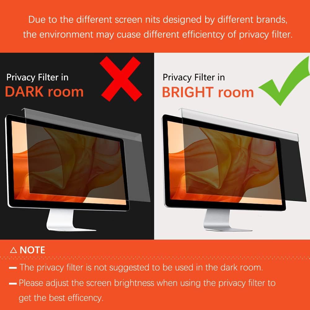 PaceBid 23-24 Zoll Monitor Blickschutzfilter I Privacy Filter für Computer I Desktops Blickschutzfol