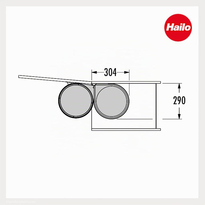 Hailo Abfallsammler 3520001 MO Mono 20 Liter Edelstahl poliert | Schwenkbarer Einbaumülleimer | Auto