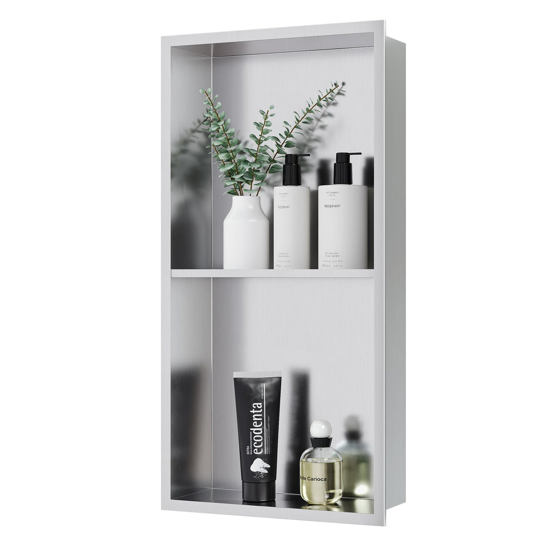 Neodrain Wandnische Dusche Edelstahl Duschnische Doppelregal für Badezimmer 60 x 30 cm, Doppelschich