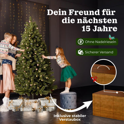 BoomDing Künstlicher Weihnachtsbaum mit Beleuchtung - 100% Spritzguss - 210 cm hoch mit 500 LED - na