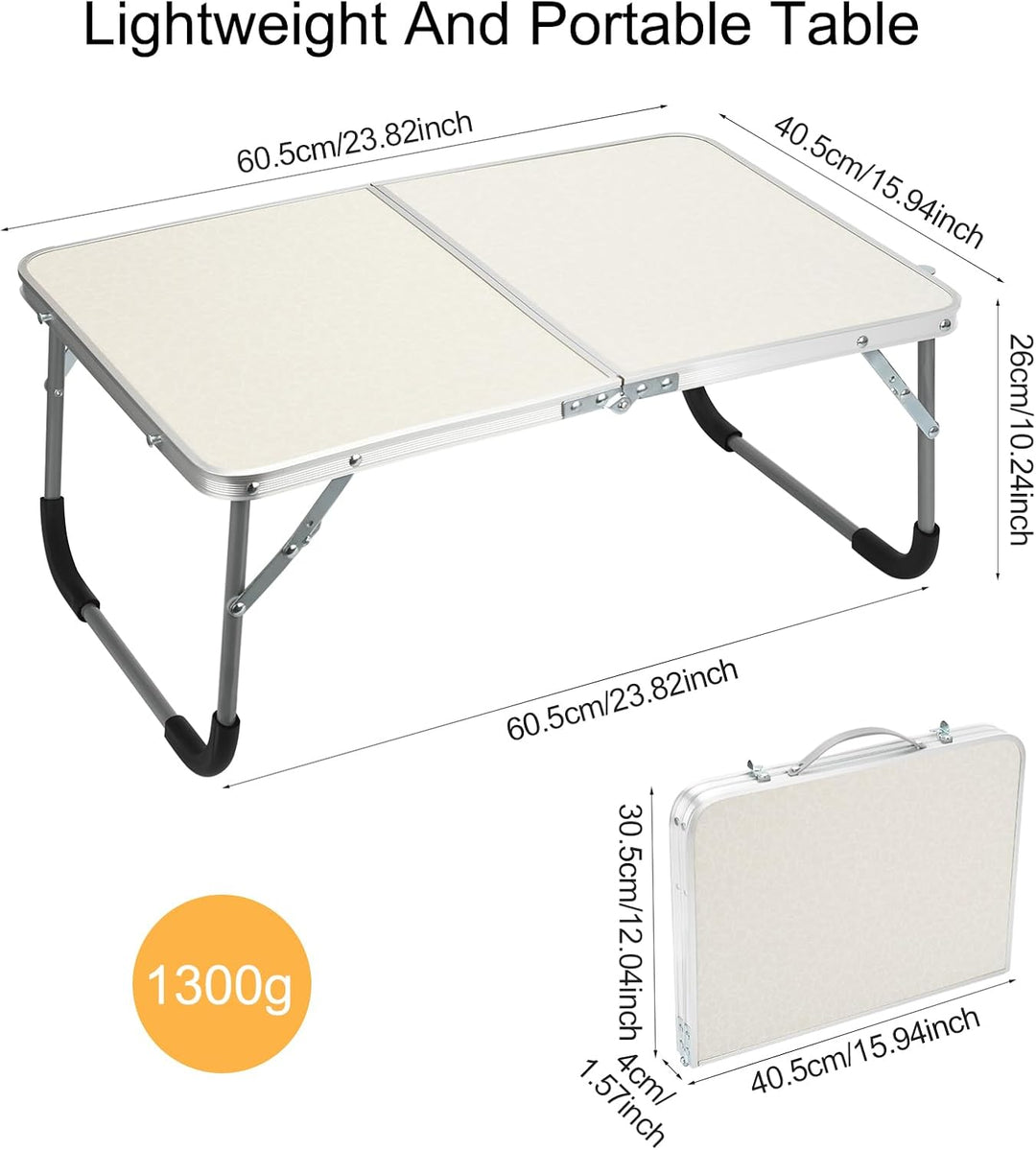 Folding Small Table-White, Klappbarer Esstisch, Multifunktionaler Klappbarer Lap Desk für Bett, Leic