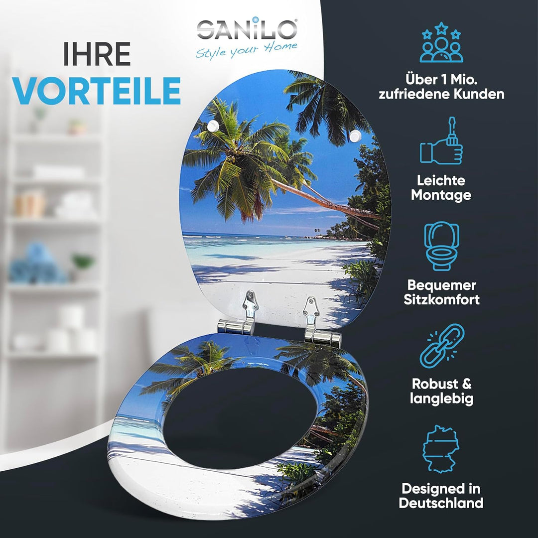 Sanilo WC-Sitz mit Absenkautomatik I Hochwertiger Toilettensitz aus Holz I Toilettendeckel in versch