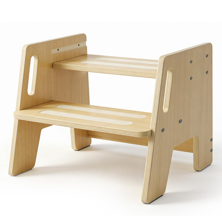 HA BIN Tritthocker Kinder aus Holz, 3-stufig höhenverstellbar, rutschfest mit 2 Griffen & Anti-Rutsc