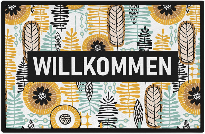 Trendation - Willkommen Fussmatte Grafik Schmutzfangmatte Geschenk Aussen Innenbereich 60x40 cm Wasc