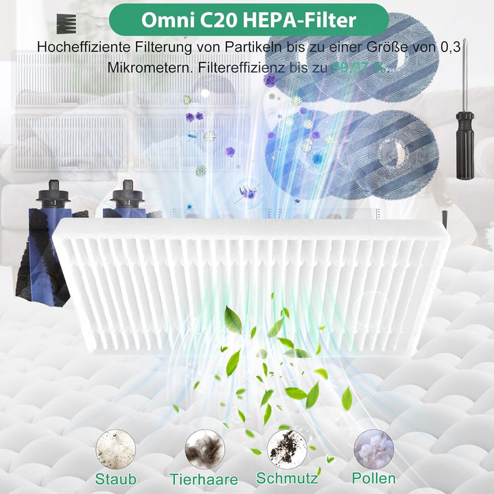 32 Stück Zubehör für Eufy Omni C20 Saugroboter, Ersatzteil set | 2 Hauptbürsten,4 Filter,6 Wischtüch