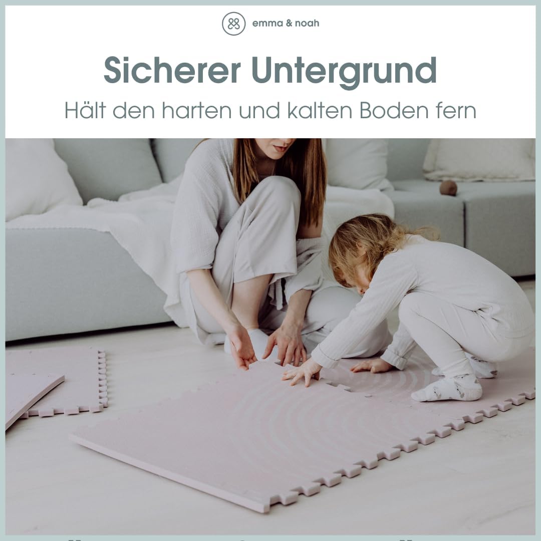 emma & noah Puzzlematte, 61x61 cm, 6 Teile & 10 Randstücke, Hochwertiger Eva-Schaum, 1,4 cm Dick, Pf