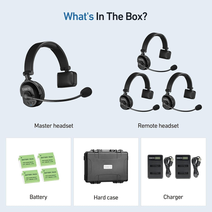 Came-TV 4er-Pack kabelloses Waero-Intercom-Headset, Vollduplex-Intercom-Kommunikationssystem, Entfer