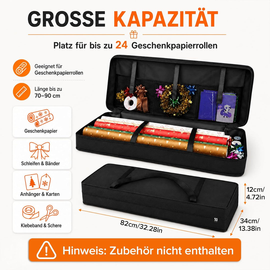 CHRI Geschenkpapier Aufbewahrung Organizer, 82x12x34cm Aufbewahrung mit Netztaschen 600D Oxford Reis