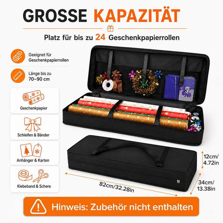 CHRI Geschenkpapier Aufbewahrung Organizer, 82x12x34cm Aufbewahrung mit Netztaschen 600D Oxford Reis
