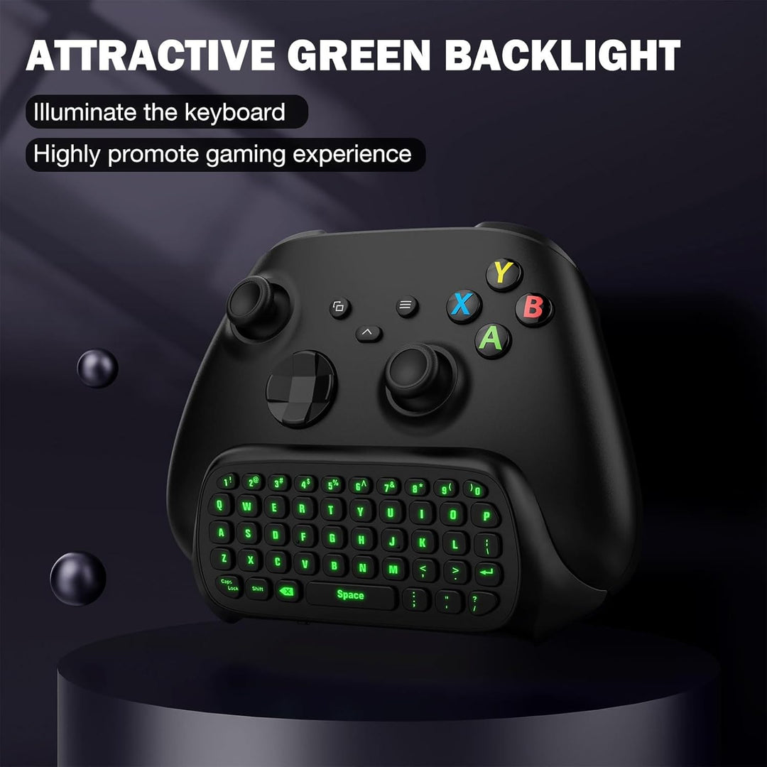 MoKo Xbox Mini Tastatur, 2.4G Empfänger Wireless Chatpad Game Tastatur mit Headset Green Hintergrund