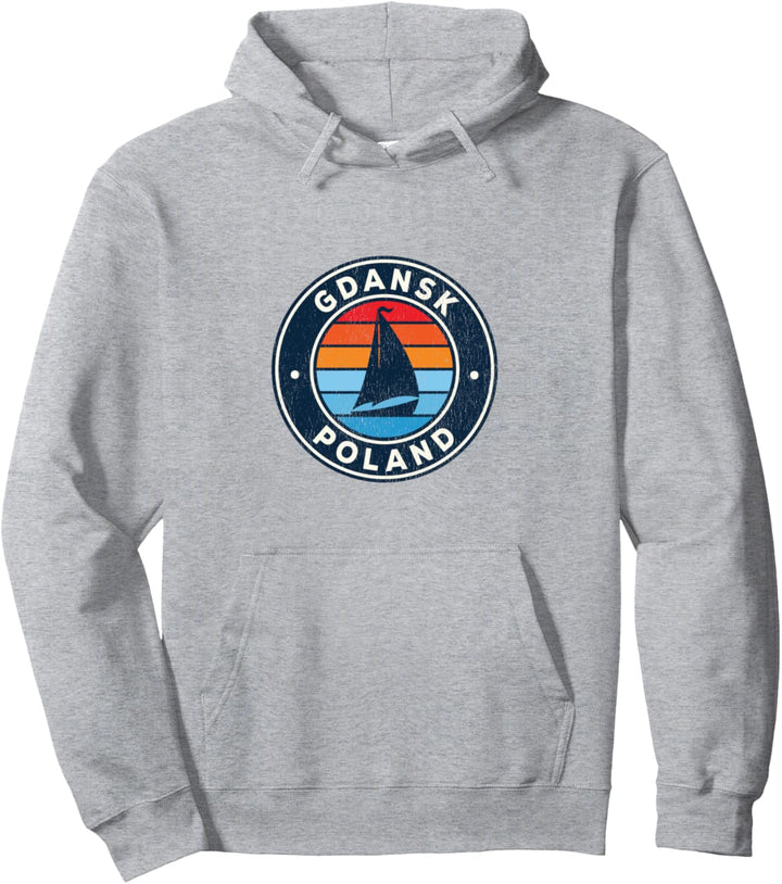 Gdansk Polen Vintage Segelboot Retro 70er Jahre Pullover Hoodie