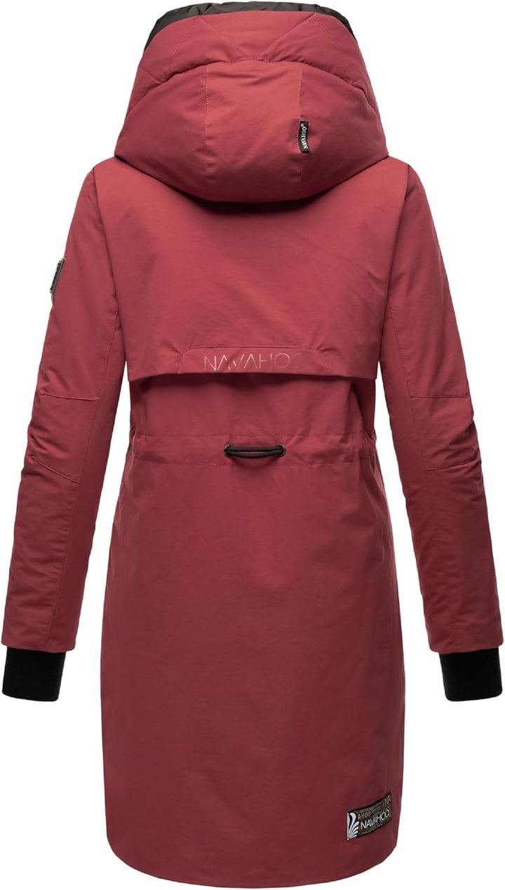 Navahoo Damen Mantel Lange warme Winter Steppjacke mit Kapuze Snowelf XS-XXL L Bordeaux, L Bordeaux