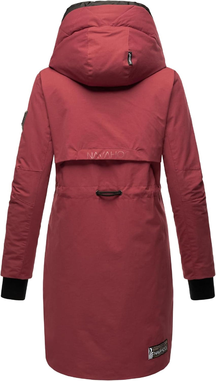 Navahoo Damen Mantel Lange warme Winter Steppjacke mit Kapuze Snowelf XS-XXL XXL Bordeaux, XXL Borde
