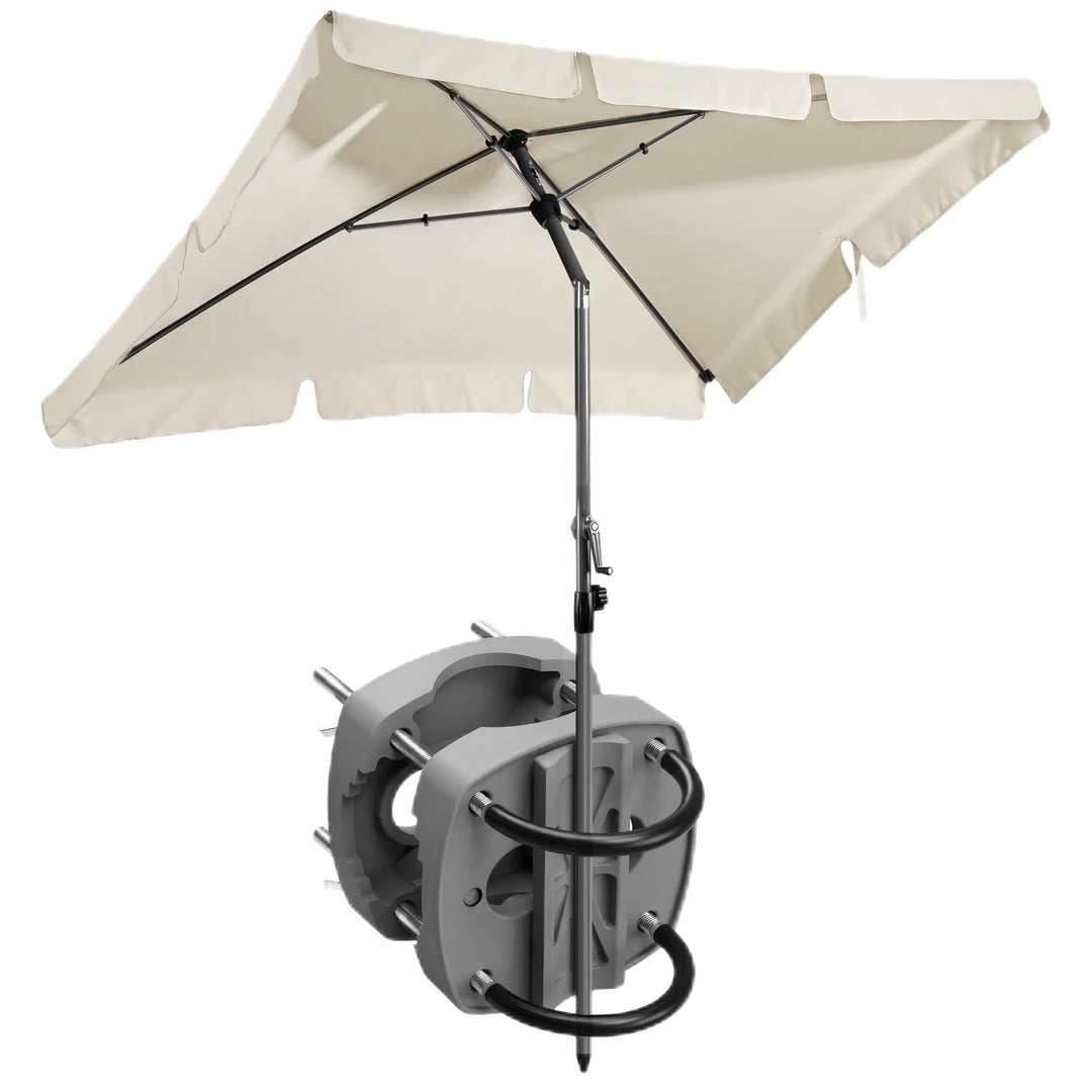 4smile SunnyShade Sonnenschirm Balkon mit Halterung im 3-er-Set, UV 50+, 200x125 cm, Beige, für Balk