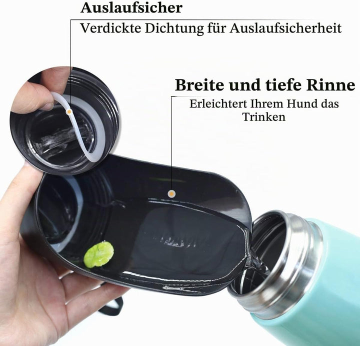 VIVAGLORY Pawhike Hundetrinkflasche, Hunde Trinkflasche für Unterwegs, Hundetrinkflasche, Edelstahl