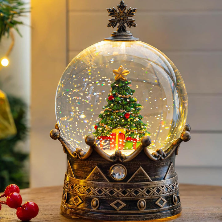 Weihnachten Schneekugel Laterne Wasser glitzernde Weihnachtsbaumkrone mit Musik & Timer, USB gefütte