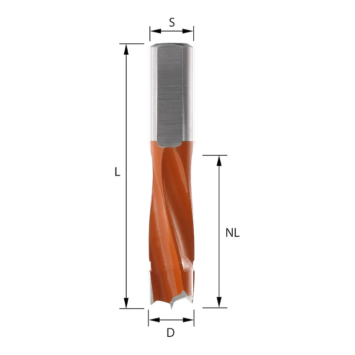 ENT 22084 Dübelbohrer HW, Schaft (S) 10 mm, Durchmesser (D) 8 mm, NL 30 mm, SL 20 mm, L 57,5 mm, Lin
