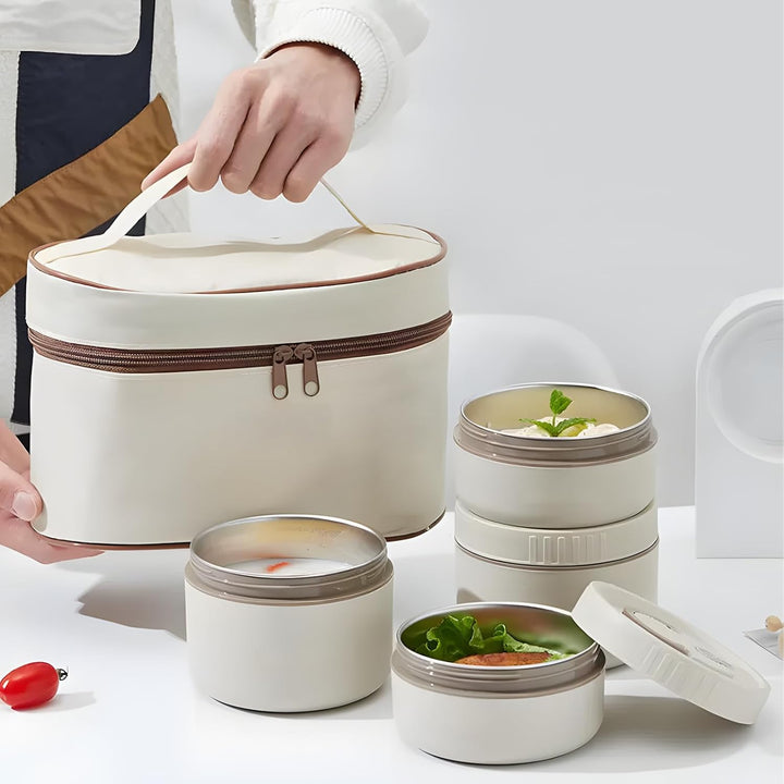 4 Stück Thermobehälter für Essen, 2 * 420ml+ 2 * 620ml, Thermo Lunchbox Edelstahl Mit Tasche, Thermo