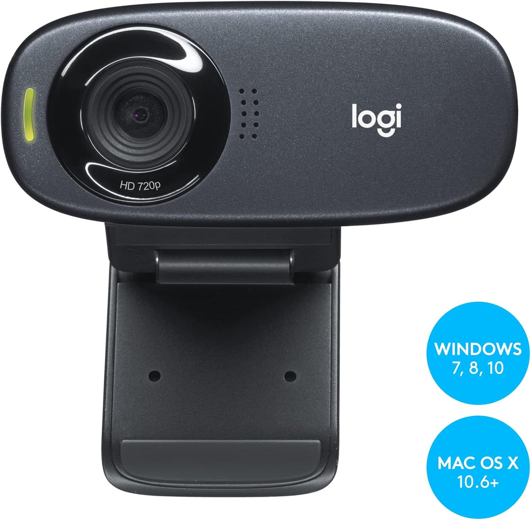 Logitech C310 Webcam, HD 720p, 60° Sichtfeld, Fester Fokus, Belichtungskorrektur, USB-Anschluss, Rau