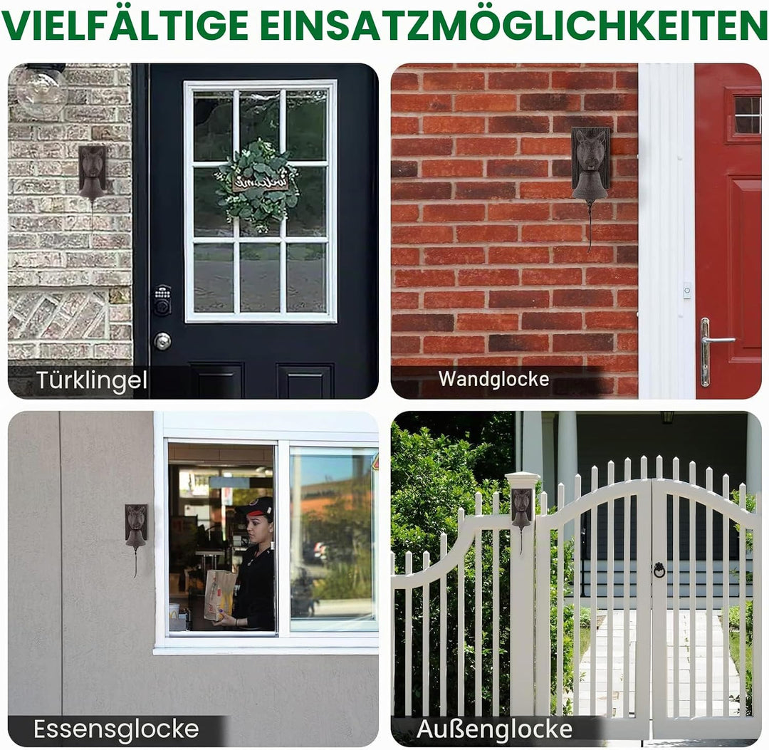 Retro Gusseisen Metall Aussendekoration für Bauernhof, Schweinekopf-förmige Dekoration, Hängeglocke