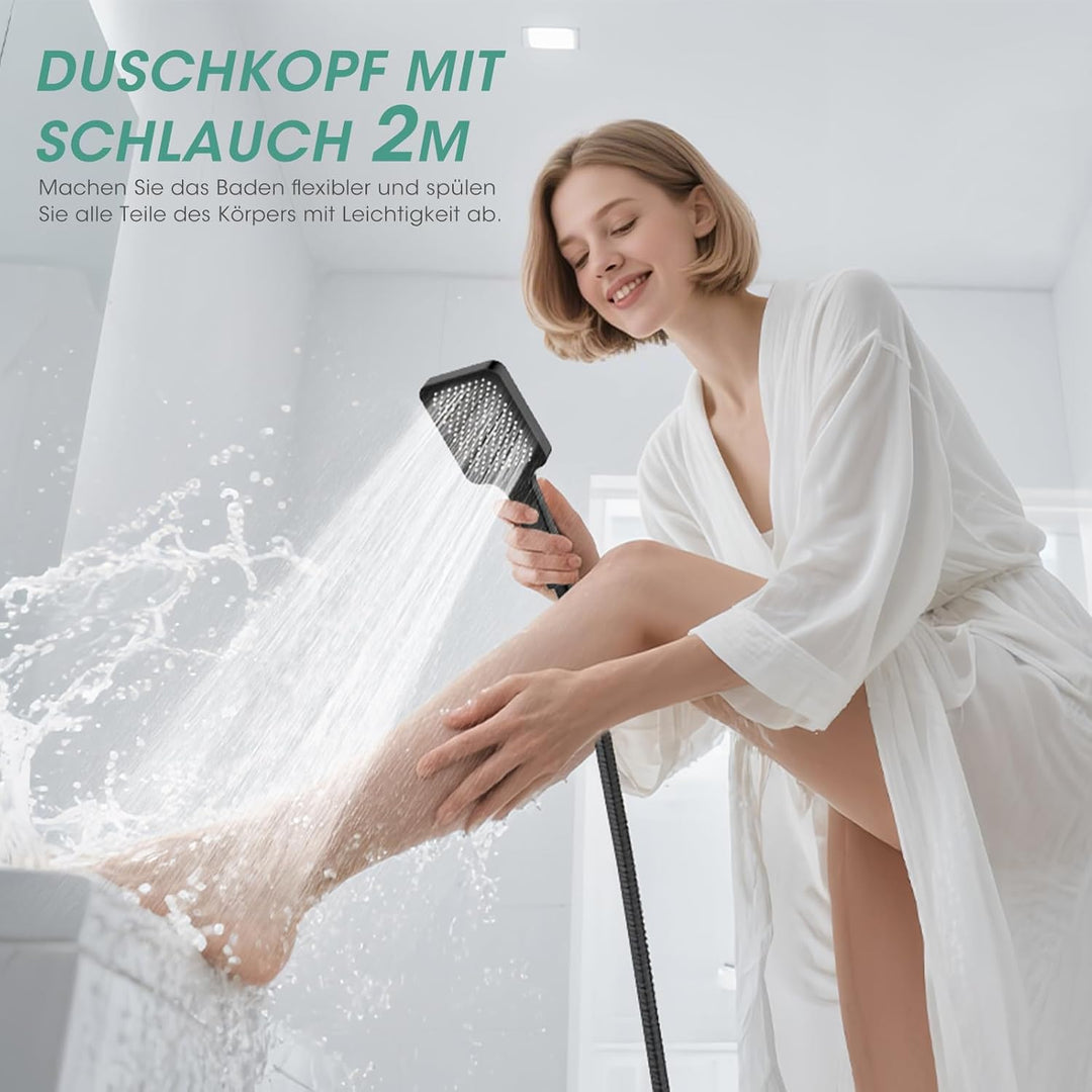 FASDUNT Duschkopf mit Schlauch 2M, Hochdruck Duschkopf Regendusche mit 9.5L/min Durchflussbegrenzer