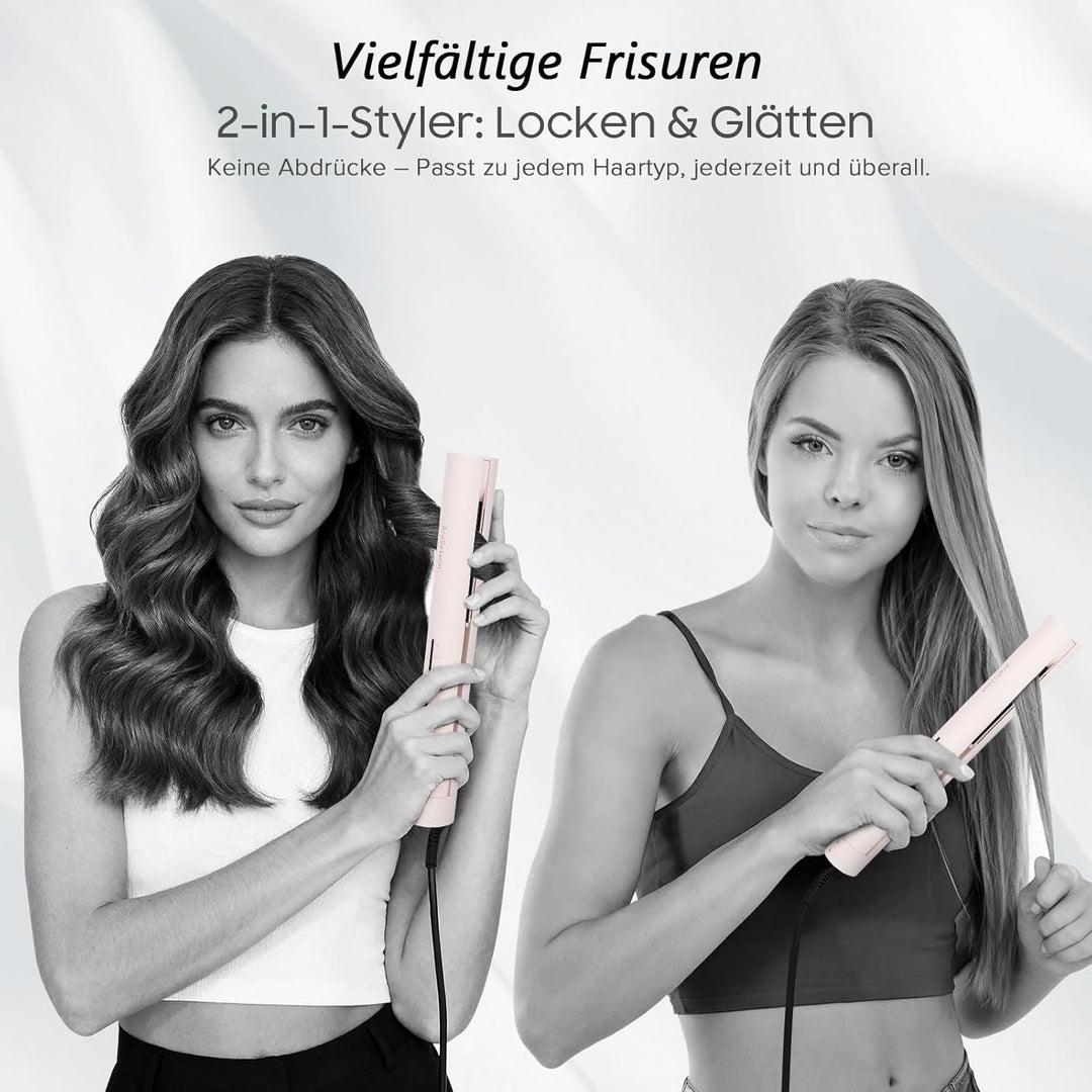 2-in-1 Haar Glätteisen und Lockenstab – 31mm Keramik Ionen Glätteisen für Locken und Glätten mit 5 T