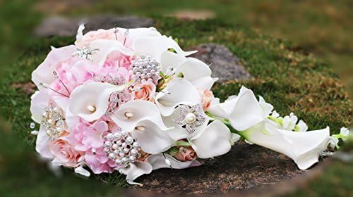 IFFO-Hochzeit-Bouquet, Calla Lilien, Rose, Diamanten, Perle. Rose