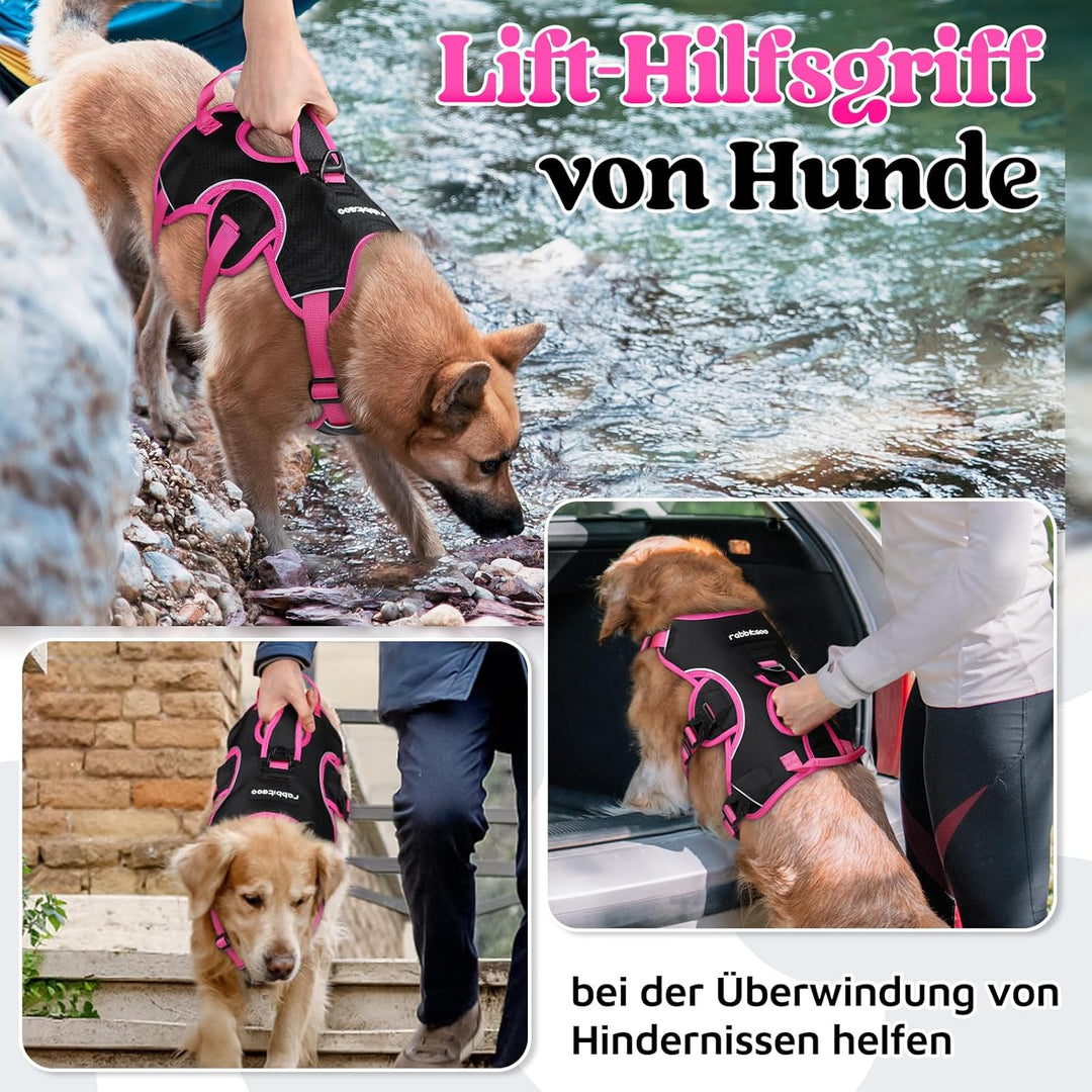 rabbitgoo Ausbruchsicheres Hundegeschirr Grosse Hunde mit Griff, Anti Zug Sicherheitsgeschirr Hund A