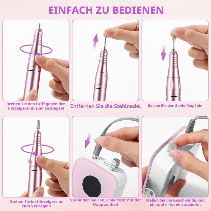 Tragbarer Elektrischer Nagelfräser, 45000 RPM Professionelle Nagelfeile Set, mit LED Display und Nag