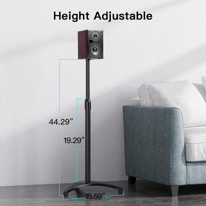 PERLESMITH Speaker Stands Extend 30-45 Inch with Upgraded Cable Management, Hold Satellite, Small Bo