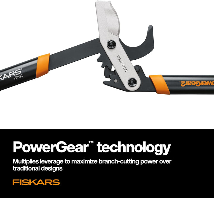 Fiskars 394801-1003 PowerGear2 Bypass Lopper, 32 Inch, Black/Orange, US import