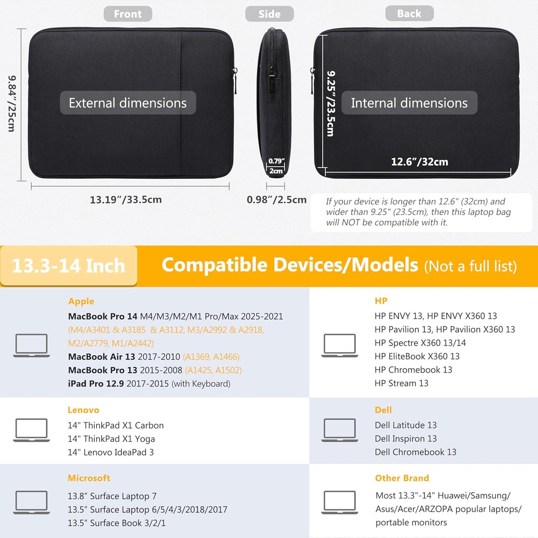 HYZUO 13,3-14 Zoll Laptop Tasche Set für MacBook Pro 14 M3/M2/M1 Pro/Max 2024-2021, MacBook Air/Pro