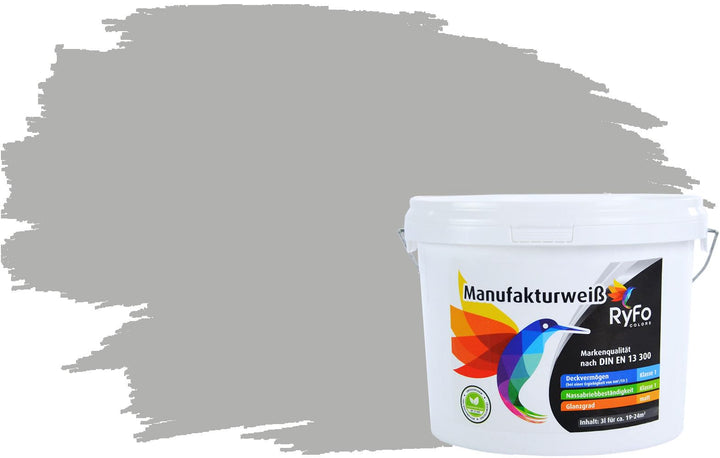 RyFo Colors Bunte Wandfarbe Manufakturweiss Delfingrau 3l - weitere Grau Farbtöne und Grössen erhält