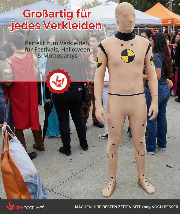 Morphsuits Offizielles Crash Test Dummy Kostüm, Kostüm Herren, Halloween, Halloween XXL, XXL