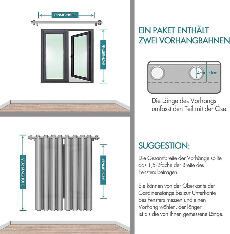 MIULEE Vorhänge Grau Blickdicht mit Ösen, Schöner Weicher Verdunklungsvorhänge zum Verdunkeln von Rä