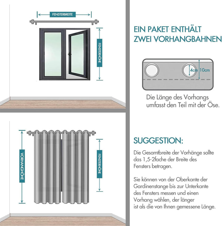 MIULEE Vorhänge mit Türkis und Weiss Blätter Muster, Stickerei Vorhang Transparent, Ösen Gardinen Fü