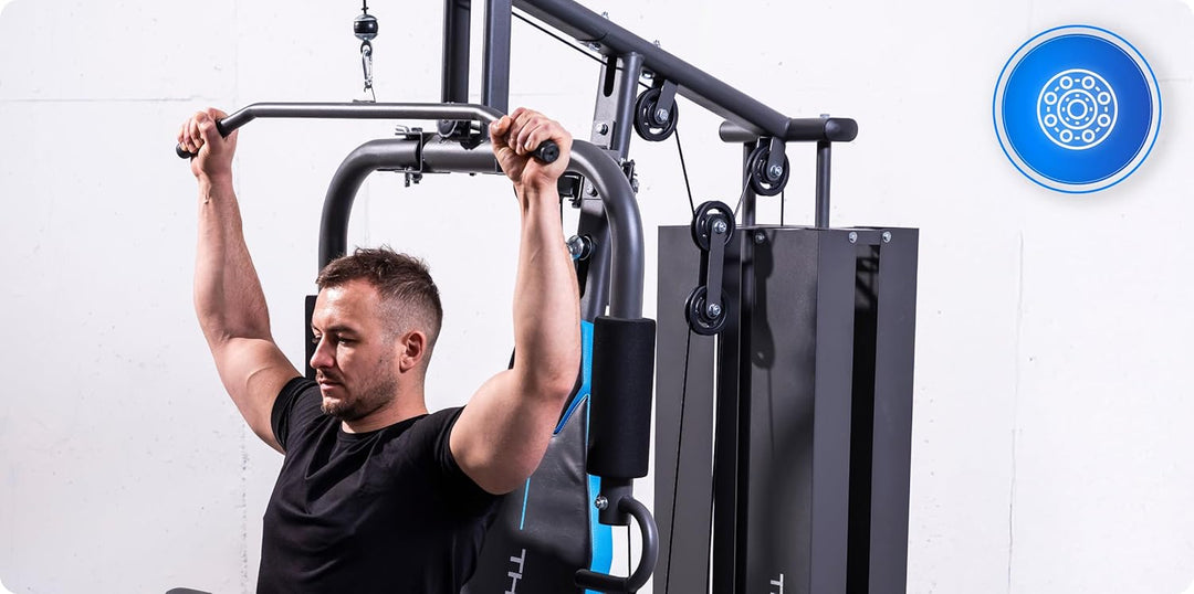THUNDER Multifunktionale Kraftstation Home Gym Fitnessstation mit Kabelzug & Muskelaufbau Training F
