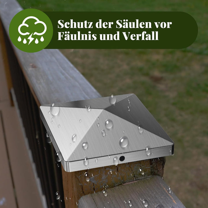 Pfostenkappen, 10x10cm Zaunkappe 10 Stück Edelstahl Abdeckkappen Pfostenabdeckung Zaunpfosten Kappen