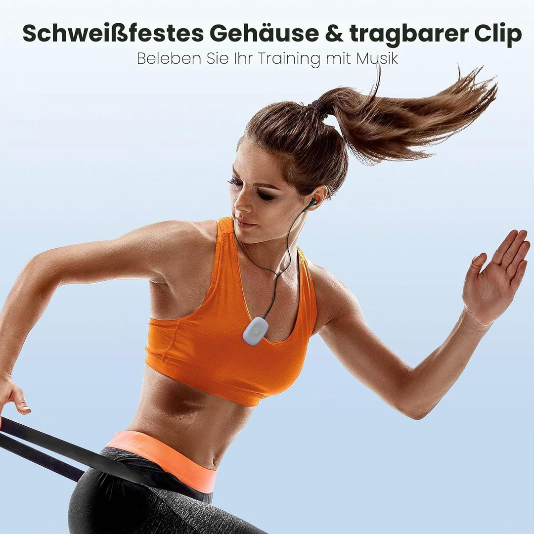 AGPTEK Mini Clip 8GB MP3 Player mit Bügel-Kopfhörer und Silikon Hülle, Leichter Sport Musik Player m