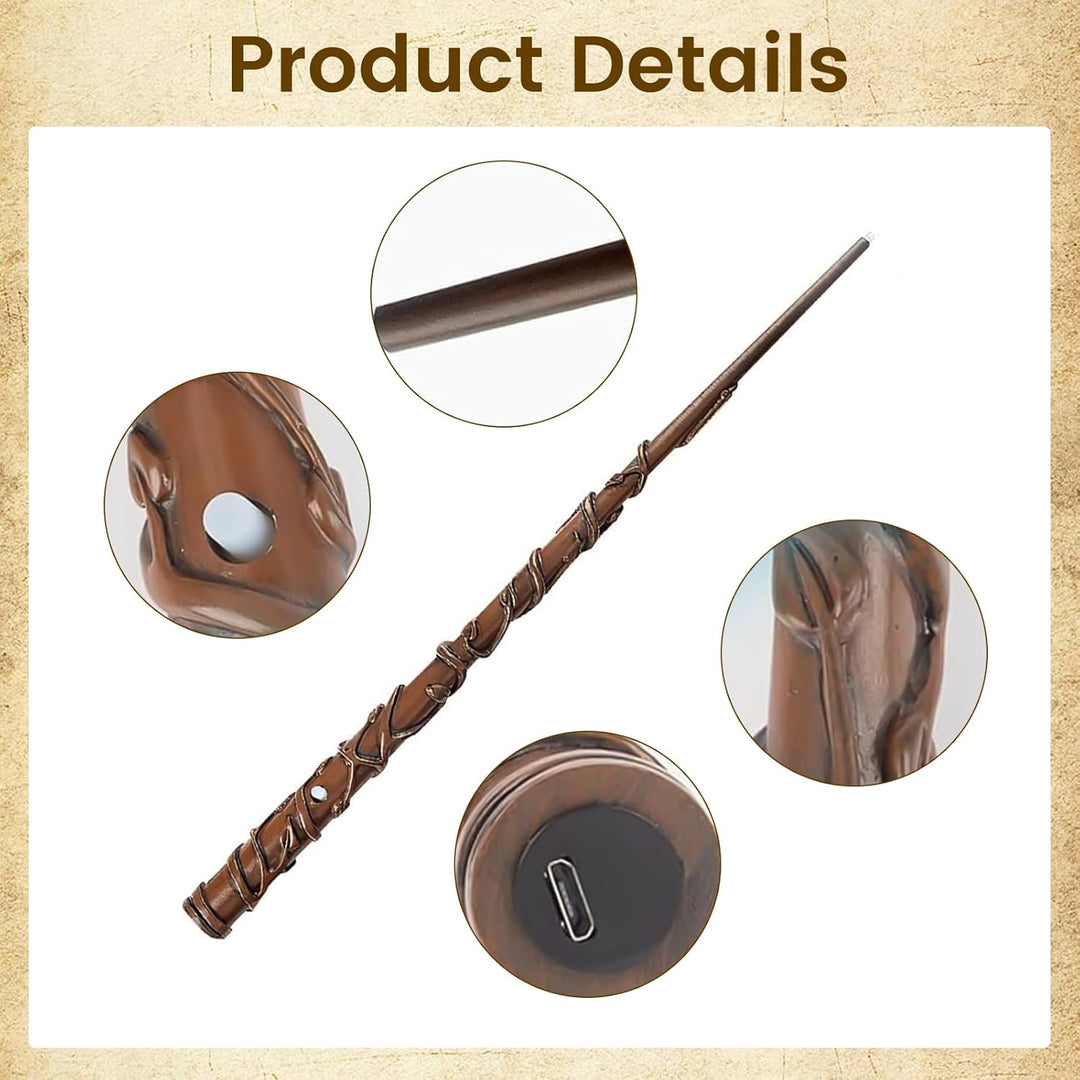 Hermine Zauberstab, 37CM Wiederaufladbar Magic Wand, Zauberstab Hermine Granger mit USB Aufladung, Z
