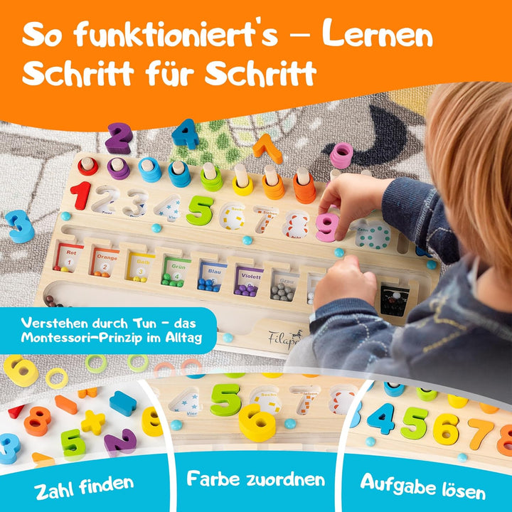 Filapen® Montessori Spielzeug ab 3 Jahren I Pädagogisches Motorikspielzeug I Farben &amp; Zahlen Lernen
