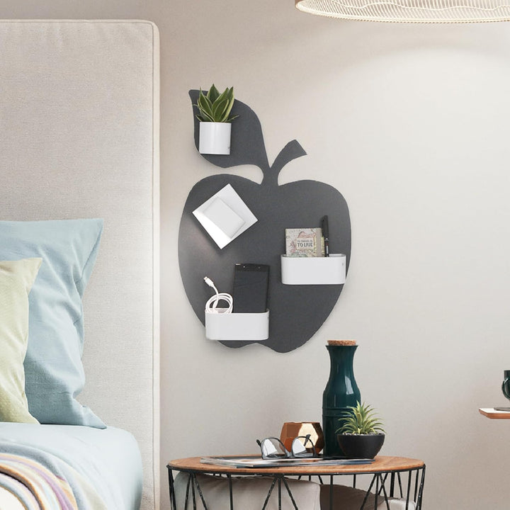 KalaMitica Apfel Design magnetische Kreidetafel aus Stahl, Anthrazit, 56x38x0,12cm, Apfel