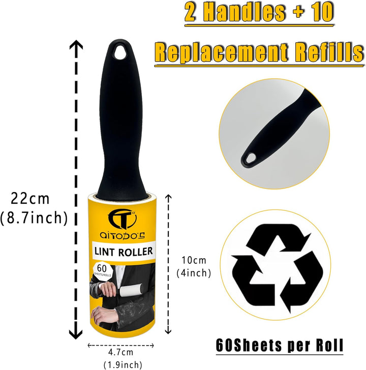 AiTodos 1200 Blatt Fusselrolle, 20 Rollen + 4 Griffe zum Entfernen von Kleidung, Sofas, Katzenhaaren
