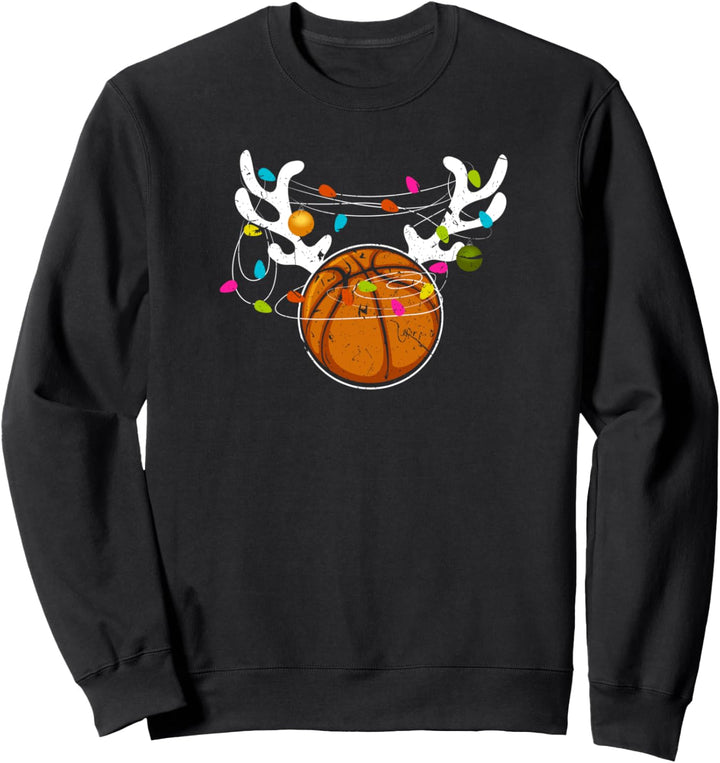 Weihnachtsbaum Lichterkette Basketball Lustiges Weihnachts Sweatshirt