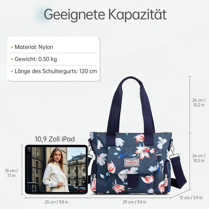 DIRRONA Bunte Damenhandtaschen Modedruck Umhängetasche Multi Pocket Multi Fach Crossbody Bag Beiläuf