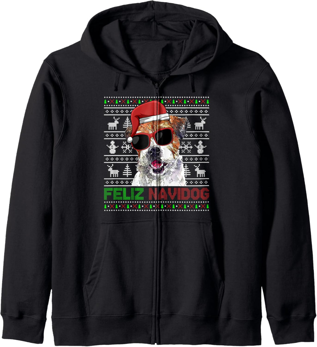 Parson Russell Terrier Hund Feliz Navidog Lustig Weihnachten Kapuzenjacke