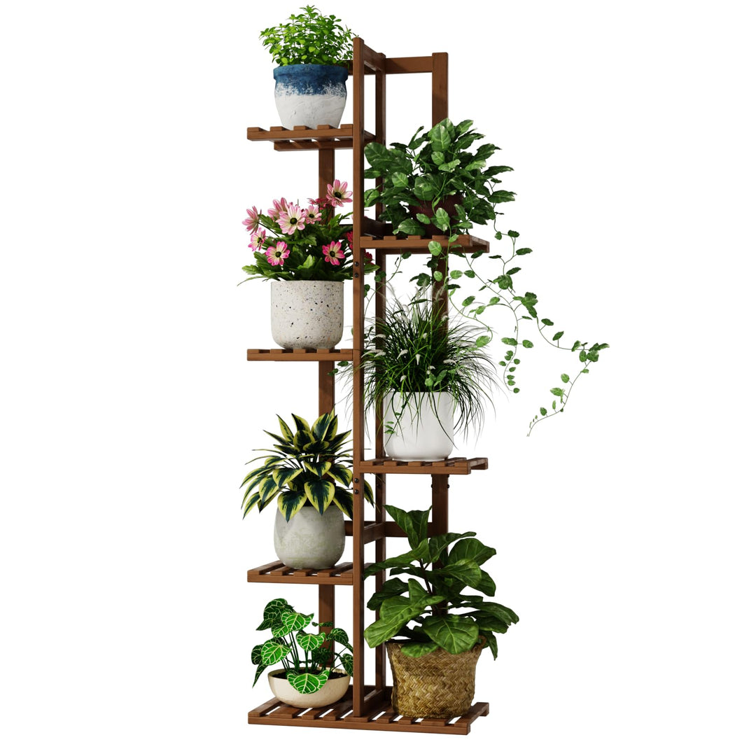 Bamworld Pflanzenständer Blumenständer Bambus Pflanzenregal Indoor Blumenregal Kleines Metall Blumen